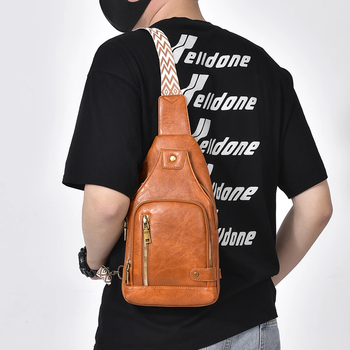 الرجال عبر الجسم الكتف حقيبة صدر للرجال حقيبة ظهر ذات حمالة موضة ريترو بولي Leather الجلود السفر تسلق عادية الذكور رسول الجانب حقيبة كروسبودي #2