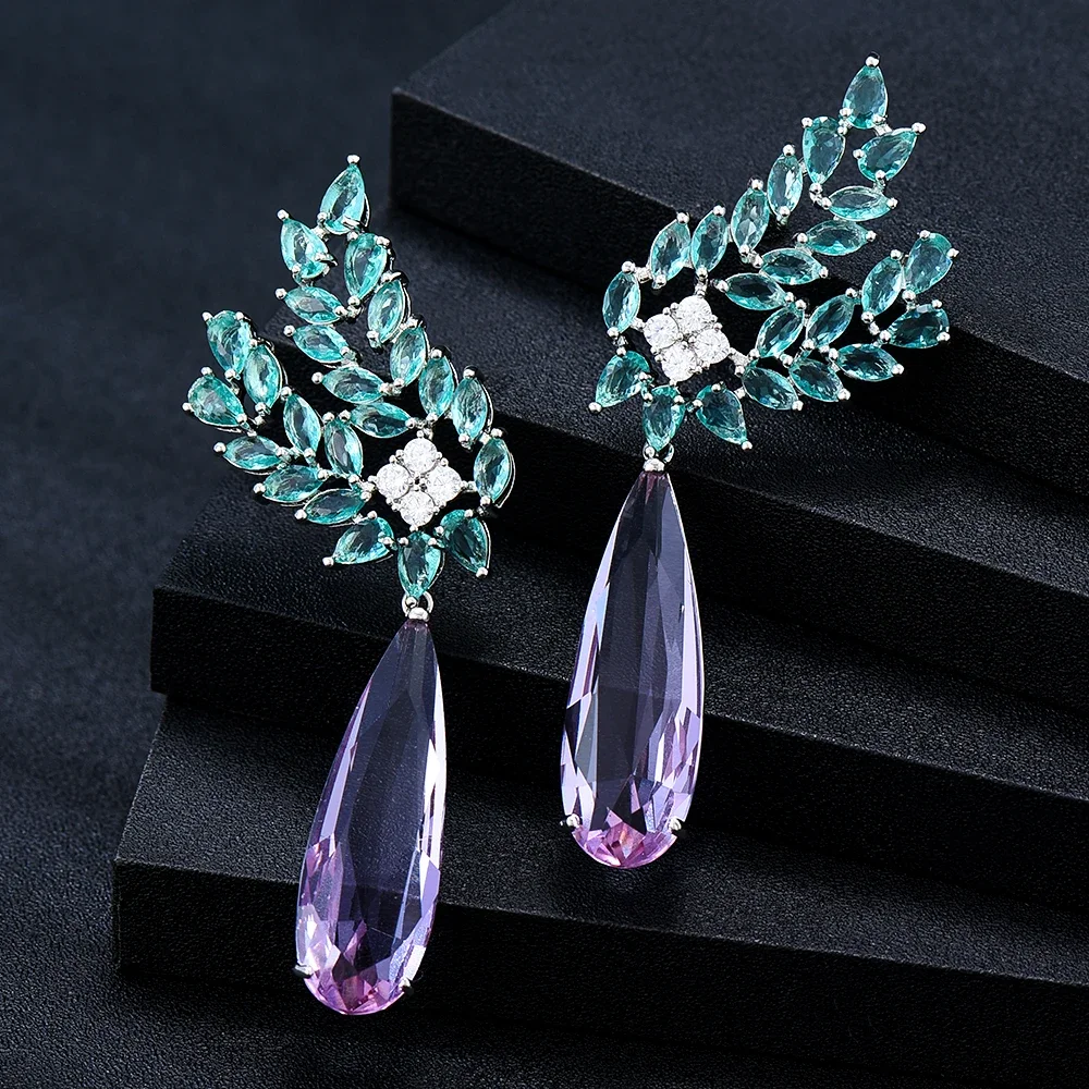 

Missvikki New Luxury Green Earrings For Women Wedding Party CZ Dubai Bridal Earrings boucle d'oreille femme Trendy Jewelry Gift