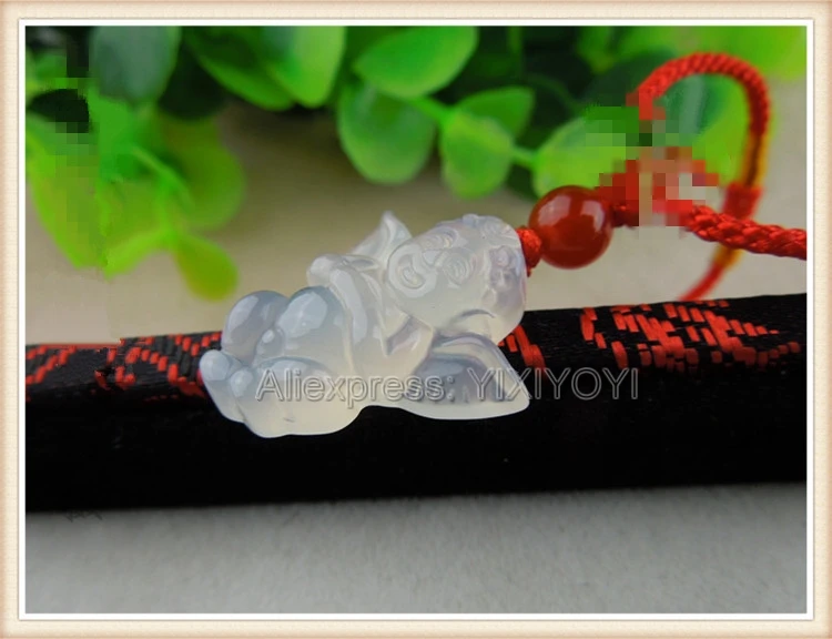 Beautiful Handwork Natural White Green Red Agate Jade Carved Cute Angle Lucky Blessing Pendant Rope Necklace Trendy Gift Jewelry