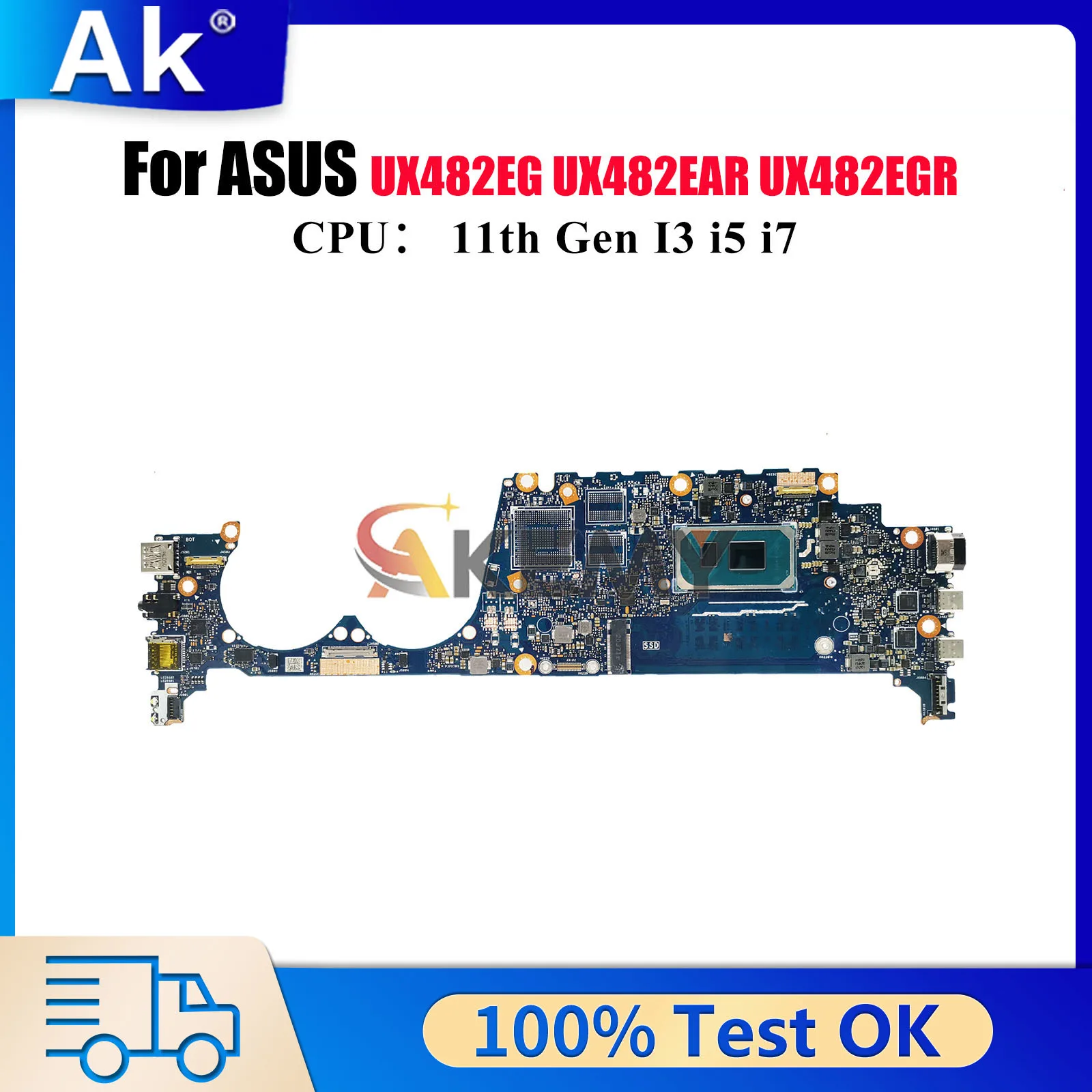 

Материнская плата UX482EAR для ноутбука ASUS BX482E UX482EG UX482EAR UX482E UX4100E BE482E UX482EA UX482EGR, материнская плата 11-го поколения I3 i5 i7