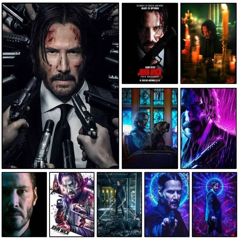 1 STÜCK JOHN WICK Poster Selbstklebende Kunst Wasserdichter Papieraufkleber Kaffeehaus Bar Zimmer Wanddekoration