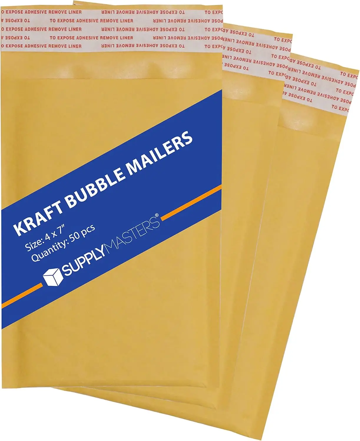 

50 Pack 4x7 Kraft Bubble Mailers, Self-Seal Padded Shipping Envelopes for Small Items
