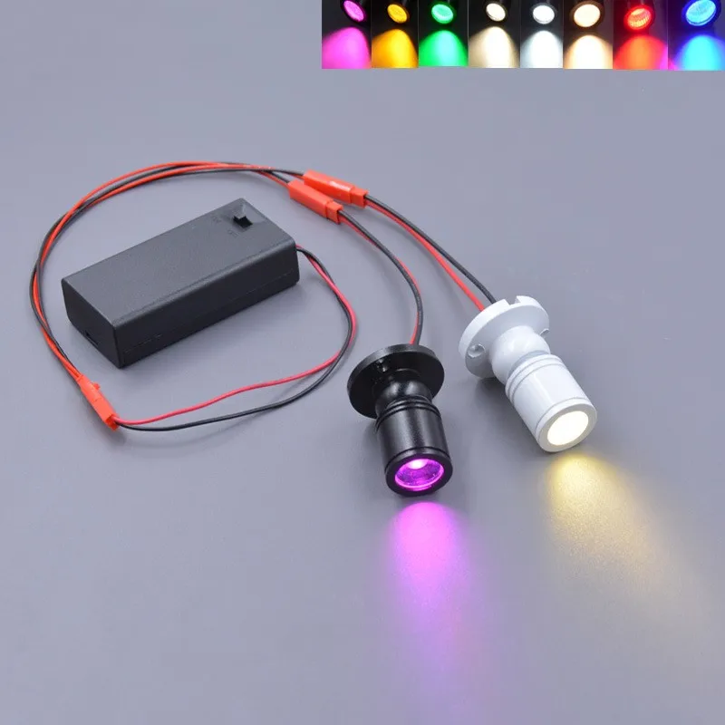 Spotlights Led Battery Box One Tow Two Mini 1W Small Spotlights Hand Box Display Model Spotlight Color Light Jewelry Lamp