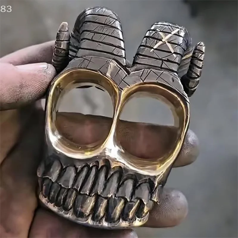 Handmade Ram Horn Skull Knuckles Vintage Ram Horn Punk Finger Skeleton Ring Gothic Full Finger Double Loop Ram Horn Rings