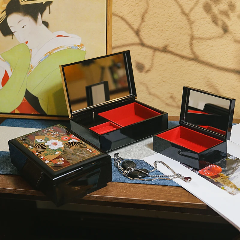 Japanese Import Yamanaka Lacquer MOP Jewelry Box Small Luxury Gold Trim Craft Storage Case