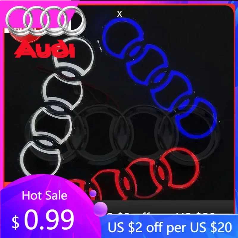 

Hub Caps Hot For Audi Hot 18*5.8CM Audi rear ring badge 5D modified LED light trunk luminous logo for Audi A2 A3 A4 A5 A6 A7