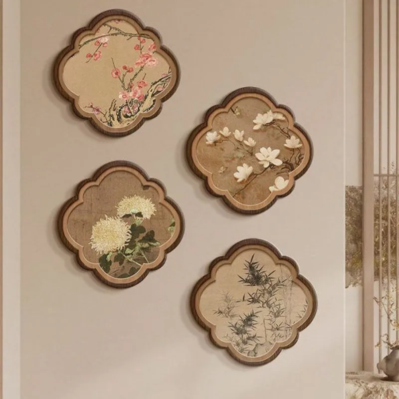 2026 New Chinese Ancient Style Wall Background Decoration Painting Retro Home Living Room Wall Decoration Ornaments 4PCS LJ520
