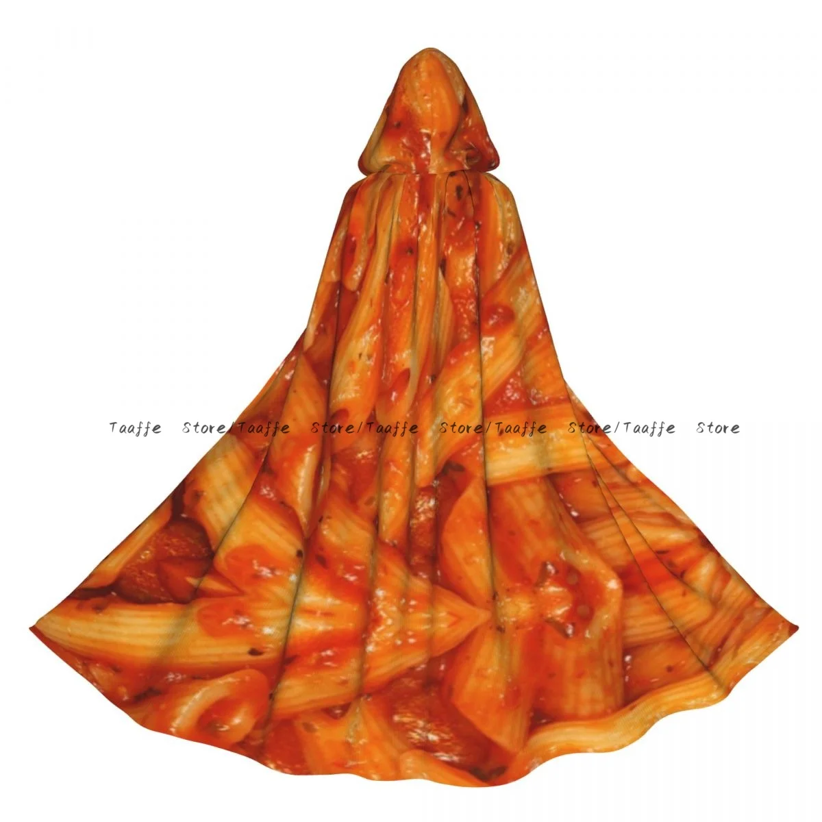 Pasta con tomate, albahaca, salsa, capa de bruja, disfraz de Cosplay con capucha, capa larga de fiesta para adultos de Halloween