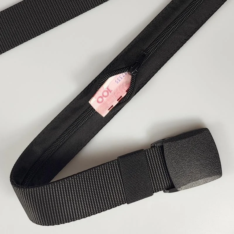 1 قطعة حزام المال المخفية الرجال النايلون التكتيكية حزام في الهواء الطلق مكافحة سرقة سستة حزام مضفر مع جيب المال السري ، 125 سنتيمتر #6