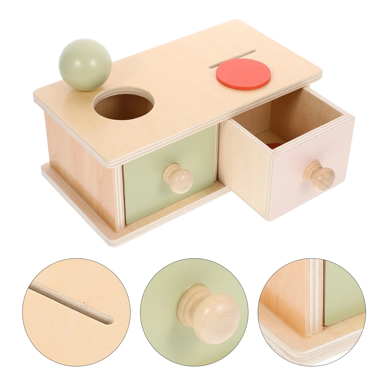 

1Set Wooden Box Sensory Plaything Baby Cognitive Development Smooth Surface Longtime Use Coin Box Toy
