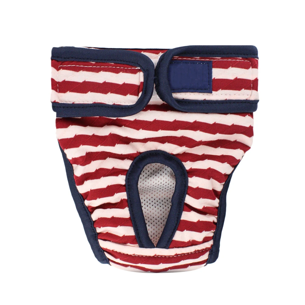 

1Pcs Pet Diaper Sanitary Pants Female Dog Stripe Pattern Shorts Panties Menstruation Underwear Red Diapers