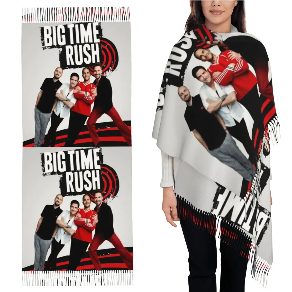 

Big Time Rush BTR Band Музыкальный шарф Шарфы с кисточками Женские мягкие теплые шали и накидки Длинная осенне-зимняя шаль