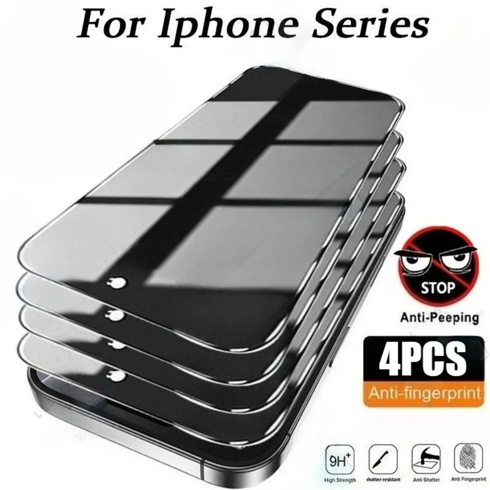 

Комплект из 4 защитных стекол Full Cover Privacy из закаленного стекла для iPhone 17, 16, 15, 14 Pro Max, Air, 13, 12, 11 Pro, 16, 15 Plus, с защитой от царапин