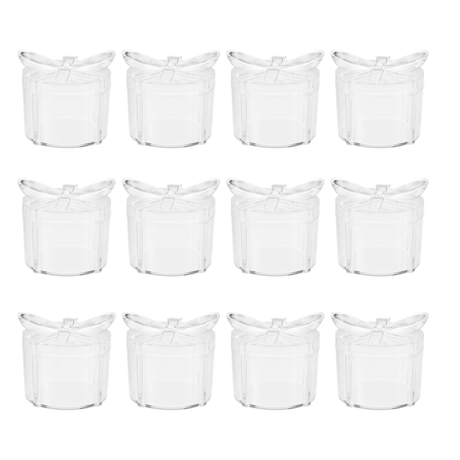 

12Pcs Butterfly Bowknot Transparent Round Candy Boxes Small Favor Containers for Weddings Birthdays Party Decorations Elegant