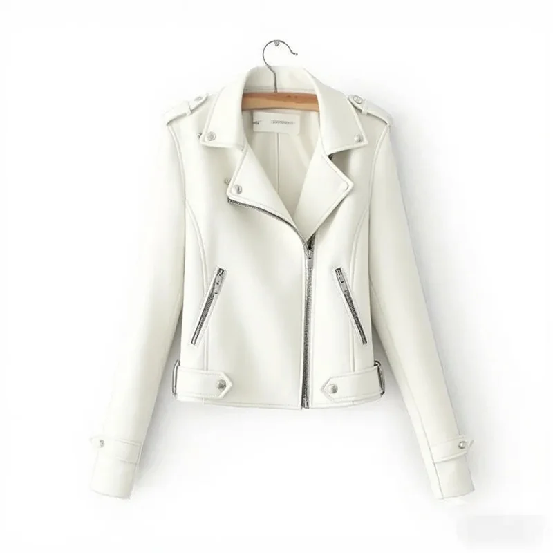 

Куртка из искусственной кожи, женская модная повседневная байкерская куртка, верхняя одежда, женские топы, весенне-осенняя черная кожаная куртка, пальто