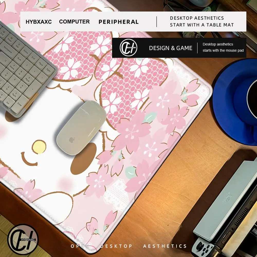 Pink Kawaii Bow Mouse Pad PC Sakura My Melody Keyboard Rug Laptop Sanrio Gamer Cabinet Mousepad XXL Anime Desk Mat For Girl Gift