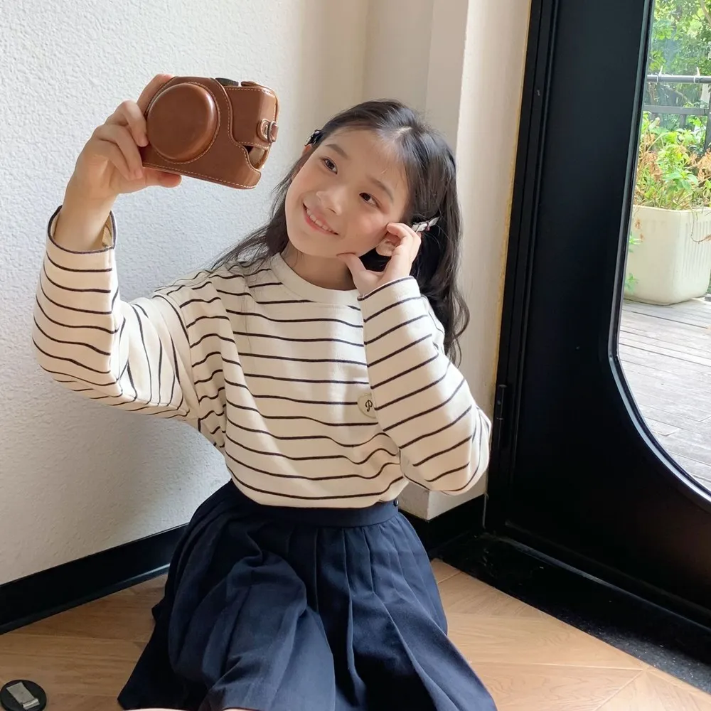 

boys girls clothes fall Classic striped pattern Simple and relaxed college style hoodie kids sweatshirt