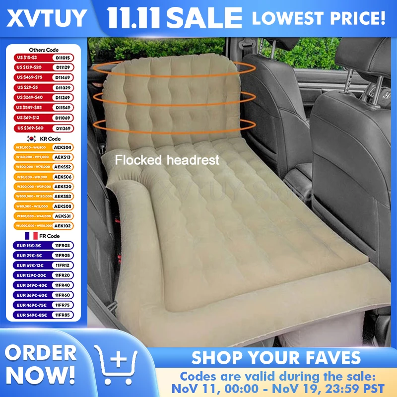 

Портативный внедорожник-автомобиль 2 в-1 многофункциональный надувной матрас для кемпинга, ПВХ флокированная мягкая подушка для сна с подушками, воздушный насос