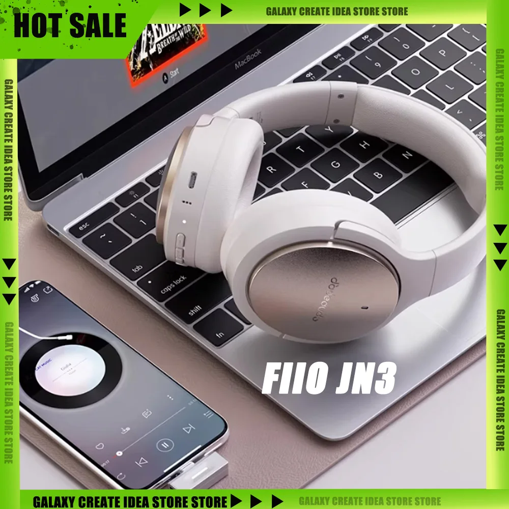 

FIIO JN3 Bluetooth 6.0 Headphones Noise Cancelling LDAC 40mm Titanium Driver Spatial Audio 115H Battery for Travel Gaming Gifts