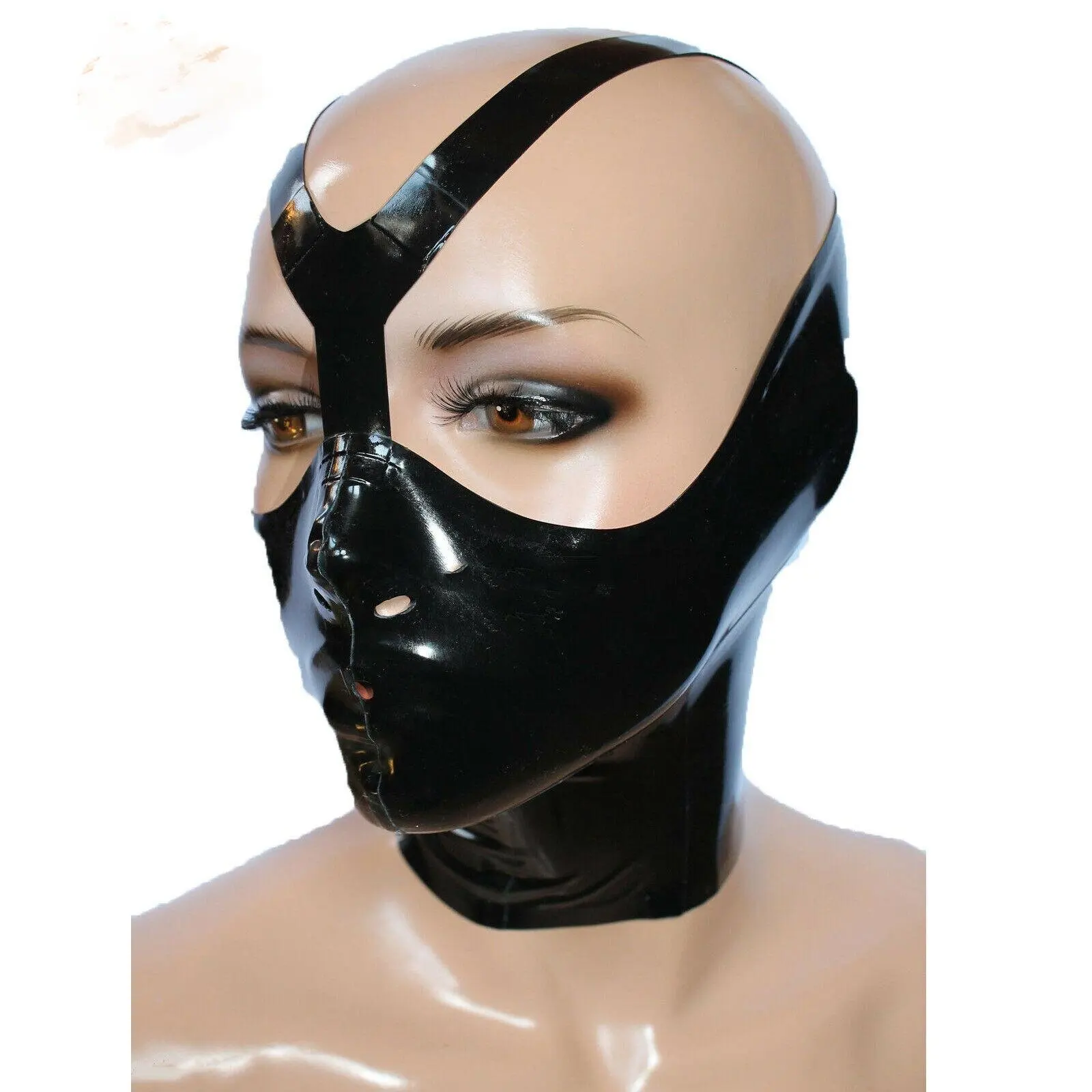 Ladies Latex Head Cover,Unisex Half Face Mask,Catsuit role-playing Party Costume,BDSM Fetish Latex Hood