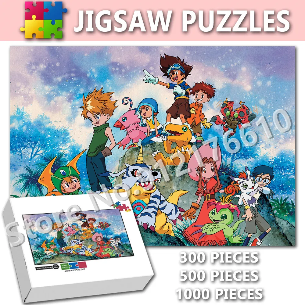 Digimon Adventure 300/500/1000 Pcs Jigsaw Puzzles Digital Monster Japanese Anime Puzzles Kids Decompress Educational Toys Gifts