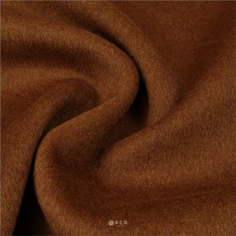 High-wool caramel-colored double-sided peelable real wool fabric coat overcoat skirt autumn and winter