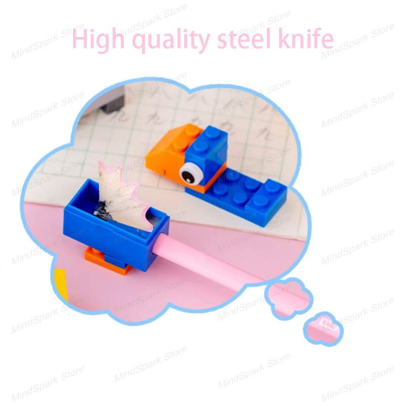 Pencil Sharpener Building Block Parts Assembly Creative Cartoon Animal Sharpeners Student DIY Funning Stationery Gifts