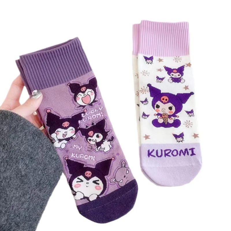 جوارب كورومي للخريف والشتاء سميكة ودافئة جوارب ميلودي اللطيفة النقية لمنتصف الساق