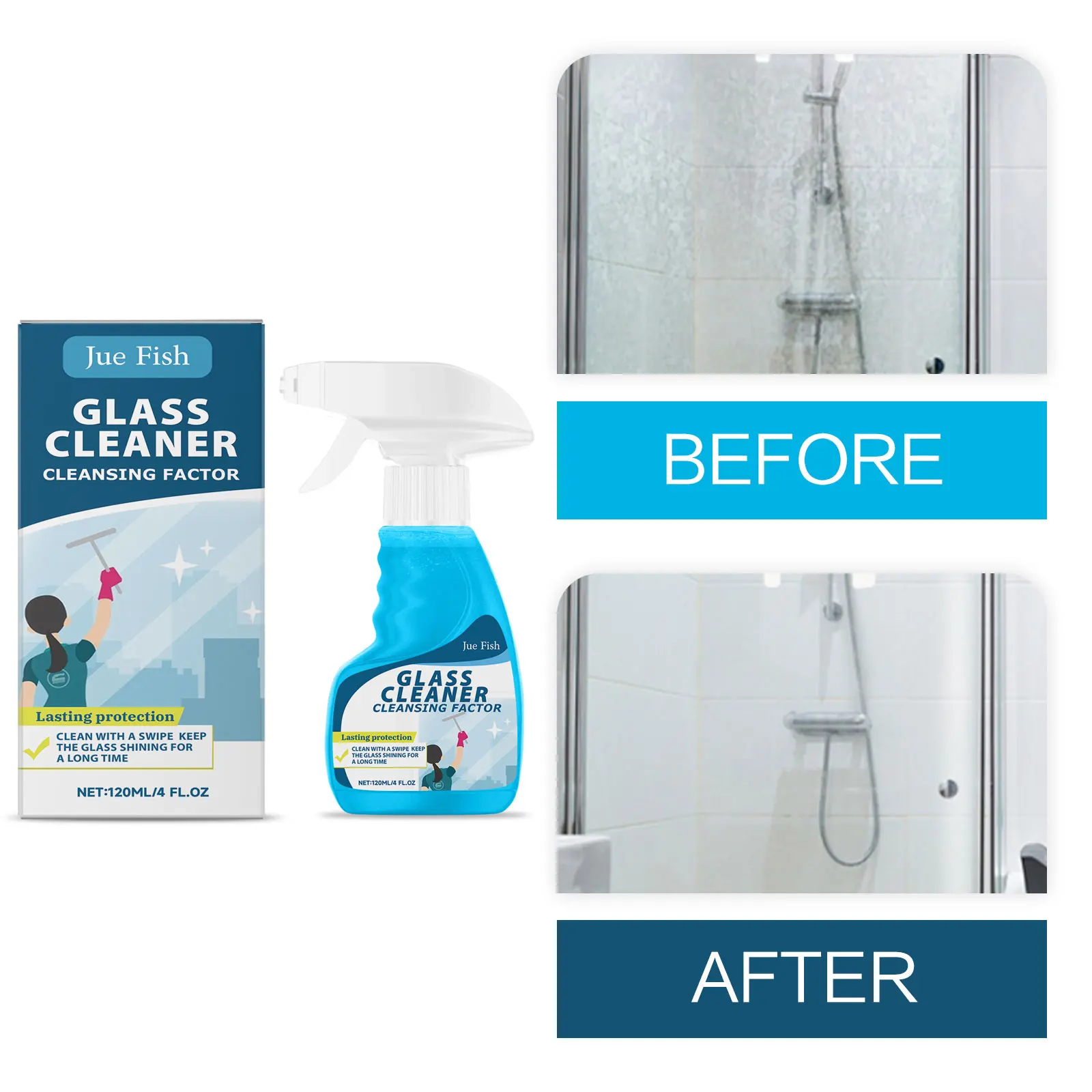 

Glass Door Cleaner Spray Shower Door Descaling Bathtub Scale Cleaner Basin Water Stains Remover Bathroom Window Cleaning Liquid