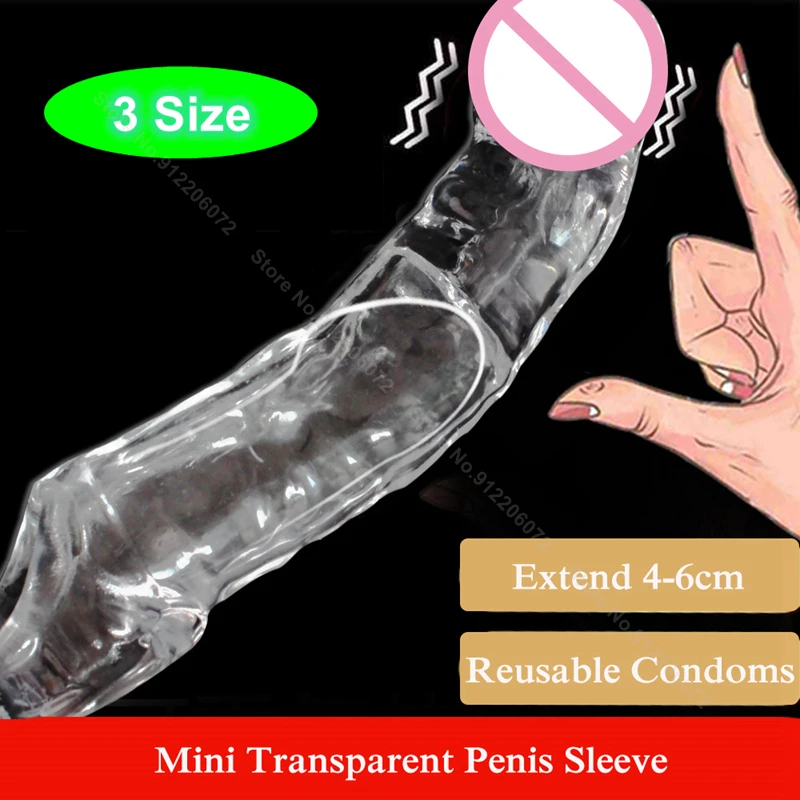 Male Extend Sleeve Penis Extender Condoms Reusable Dildo Enhancer Sex Toys For Men Delay Ejaculation Cock Nozzle