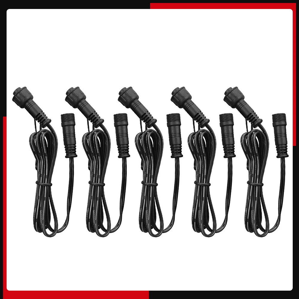 5PCS 2 Pin Extension Cable Wire for Deck Light Waterproof with Male Female Connector for Solar Shed Pendant Lights Garden Lights