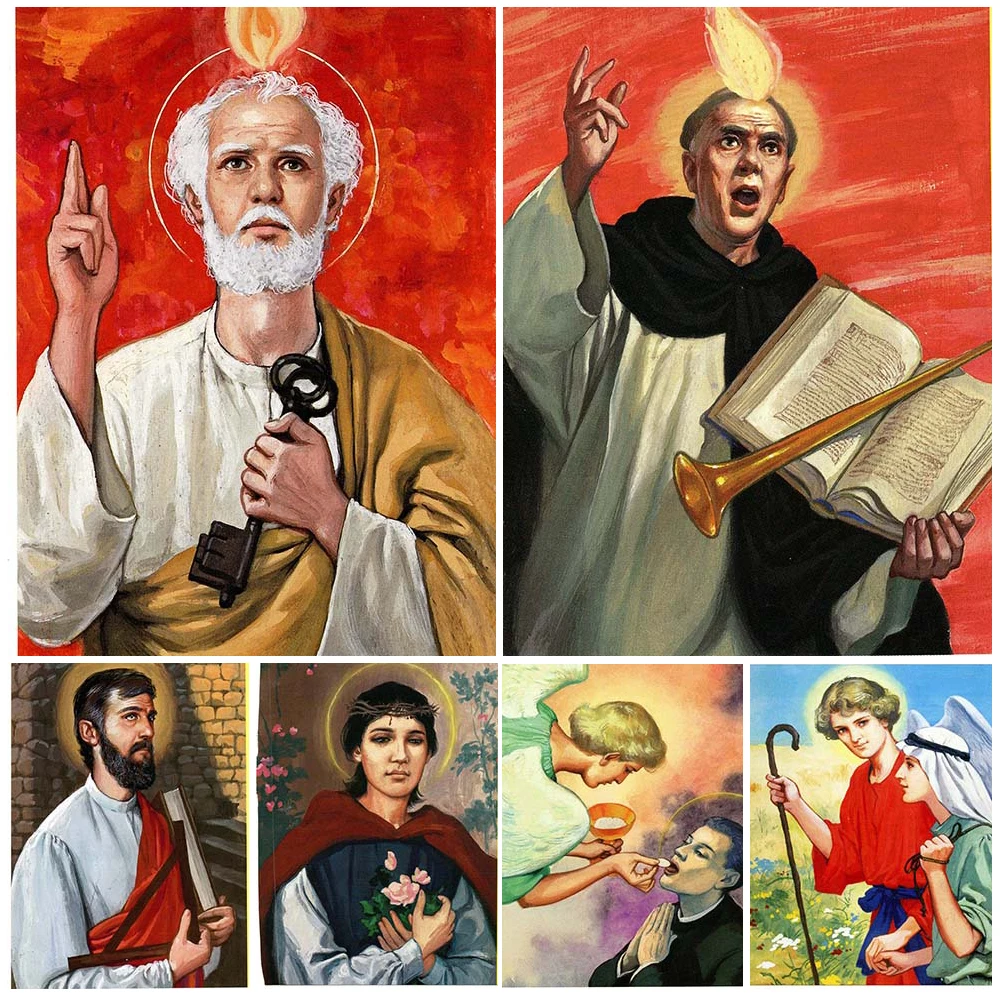 THOMAS THE APOSTLE PAUL OF THE CROSS ROSE OF LIMA THOMAS MOORE Настенная живопись на холсте Настенные панно для гостиной Домашний декор