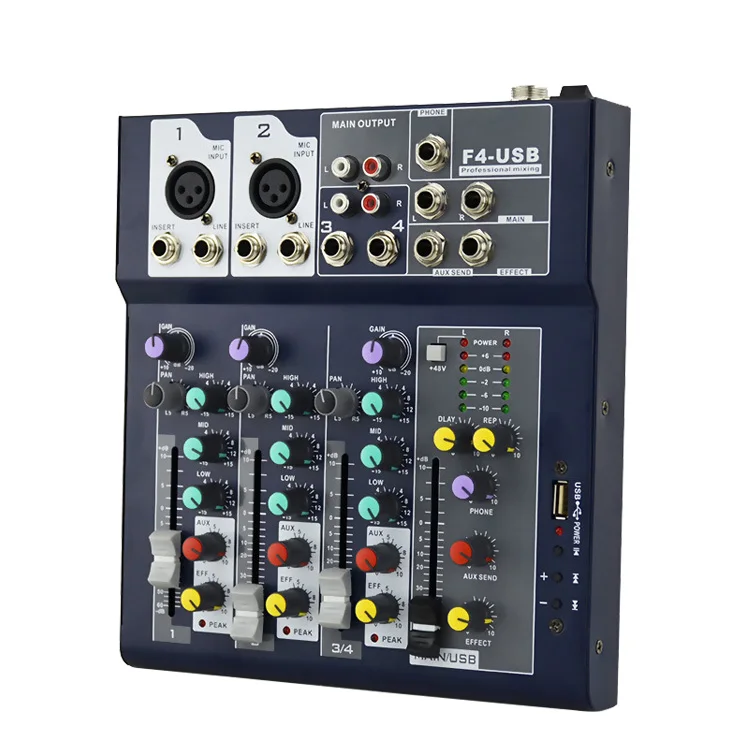 Wholesale price professional 4ch audio mixer with USB function