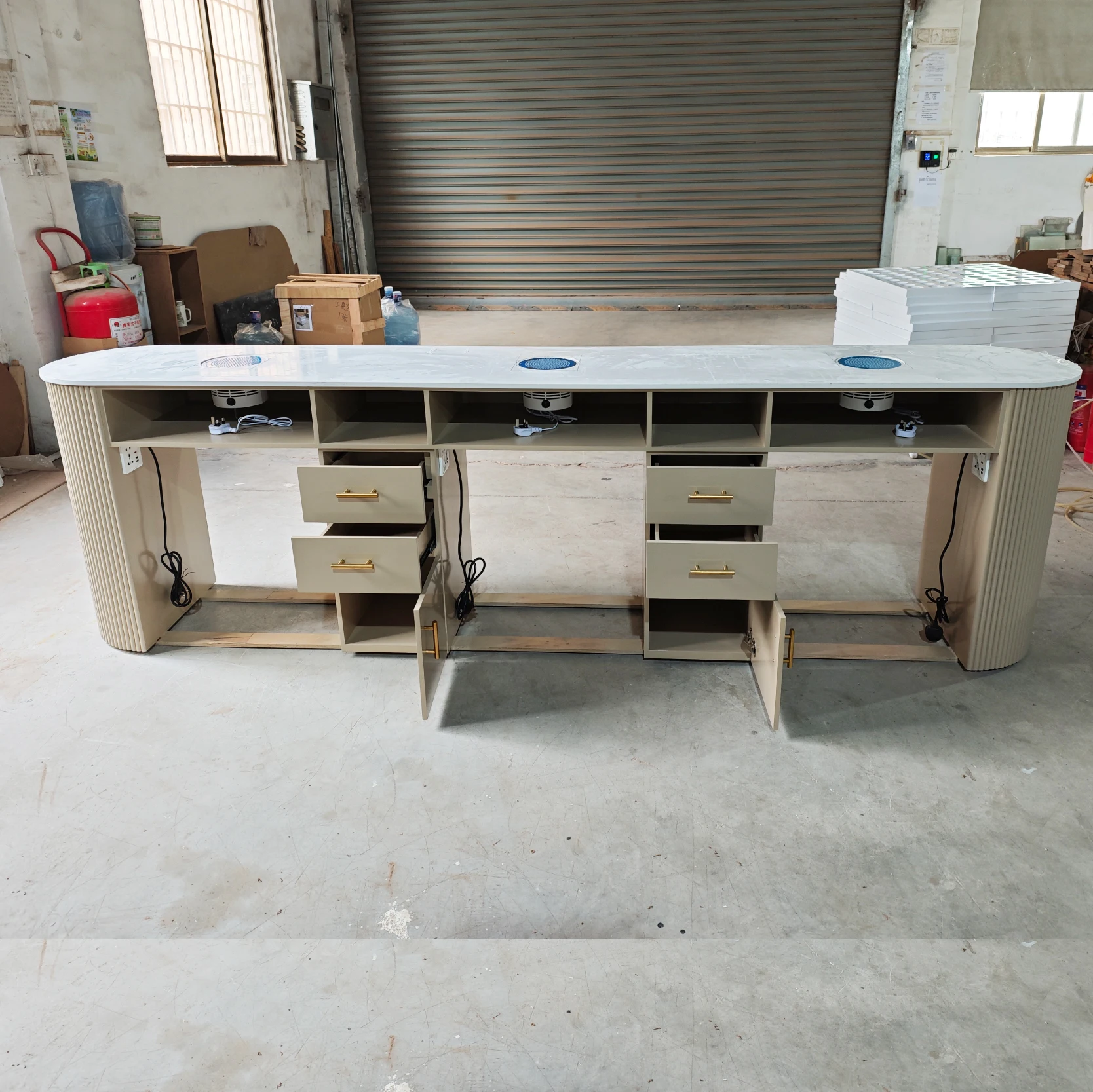 Manicure Table Nail bar Station Nail Desk with Dust Collector Beauty Salon Furniture Set Luxury for Sale