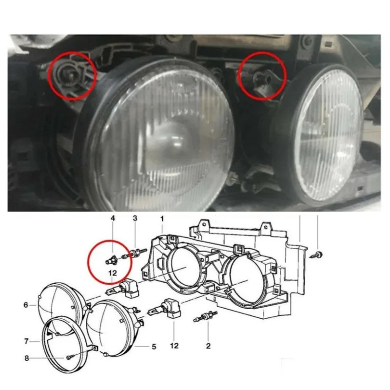 مقطع المصباح الأمامي ، مسمار تثبيت المصباح الأمامي ، برغي بي ام دبليو 3 ، 5 ، 6 ، 7 ، 8 سلسلة ، E30 ، E34 ، E24 ، E32 ، E31 ، مقطع ضبط ، 20 #3