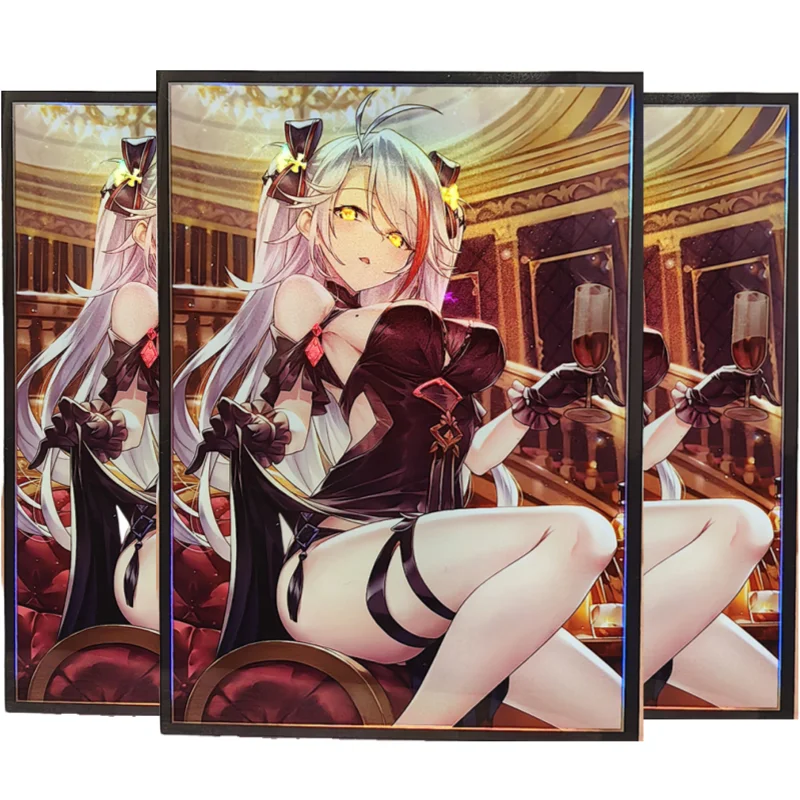 60Pcs/set Cards Sleeve Azur Lane KMS Prinz Eugen Anime Game Characters Colorful Color Flash DIY Toys Gift Cards Protective Cover