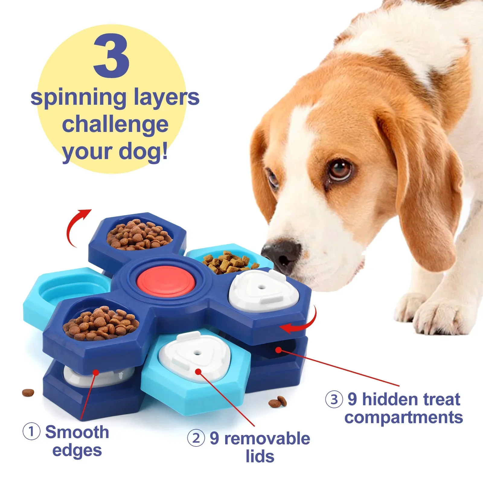 

Dogs Food Puzzle Feeder Interactive Toys Twister Food Dispenser,Pet Enrichment Toys for IQ Training Adjustable Slower Feeder