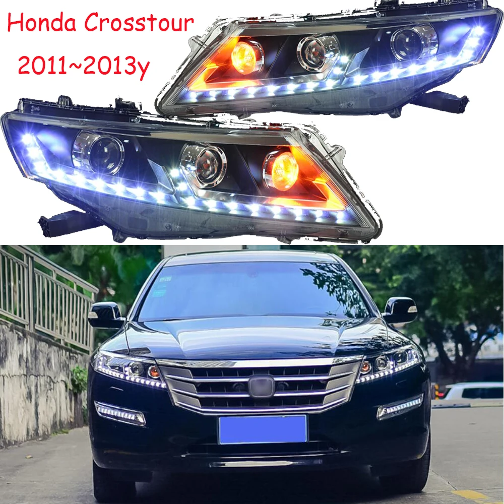 2Pcs Head Lamp For Crosstour Headlights 2011 2012 2013 LED Headlight DRL H7 D2H Hid Option Angel Eye Bi Xenon Projector