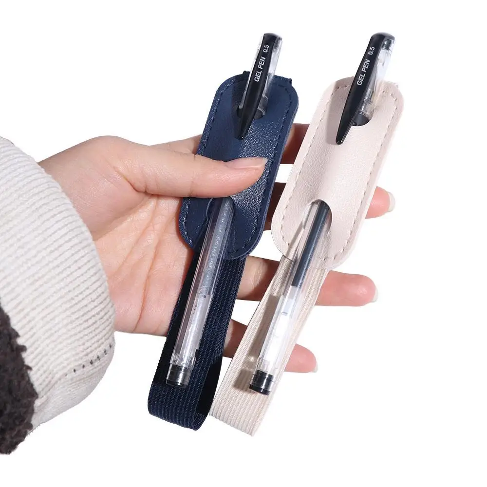 6Pcs Adjustable Straps Elastic Band Pen Holder Colorful Detachable Pen Sleeve Pouch PU Leather Light Weight