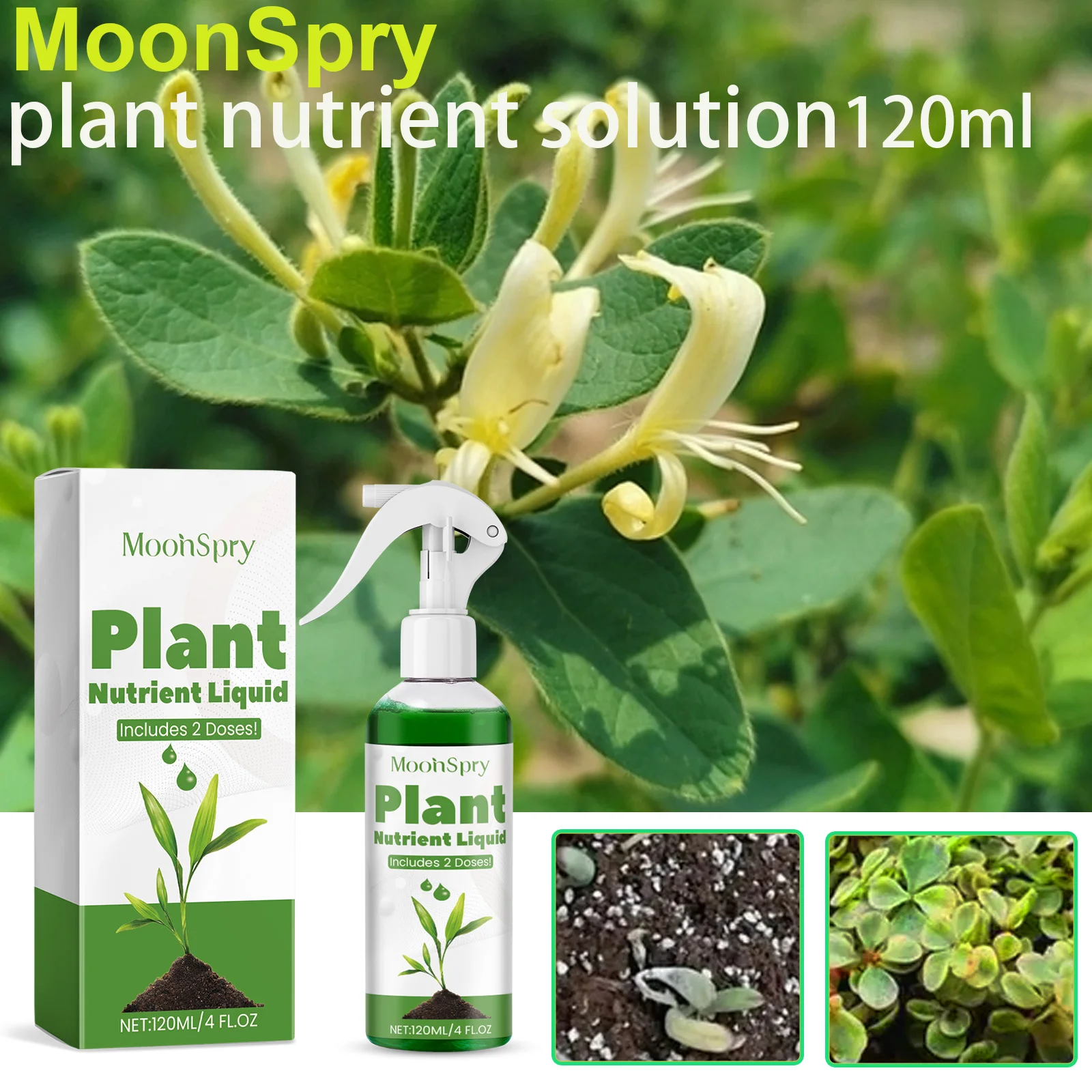 MOONSPRY 100ml Organic Potted Plant Nutrient Liquid - All-in-One Growth Booster for Flowers, Green Leaves & Hydroponics