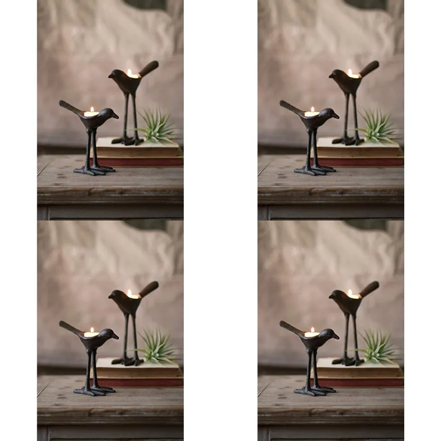 

CYB1131 Set of Cast Iron Bird Tea Light Holders, One Size, Brown