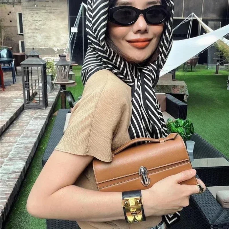 SAVETTE Brand The Symmetry 19 Genuine Leather Handbag Solid Color Simple Handbag Small Square Row Bag Women's Suede image 2