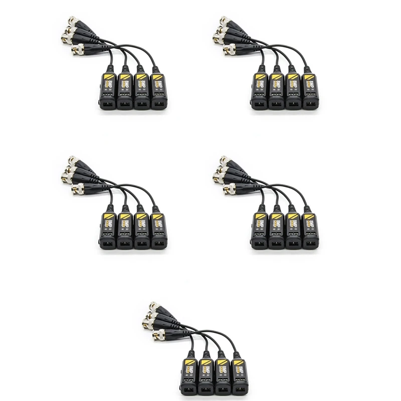 

10 Pairs 8MP BNC CCTV Coax Video Balun Transmitter AHD/HD-CVI/TVI/CVBS Passive Twisted For HD AHD CVI TVI Camera