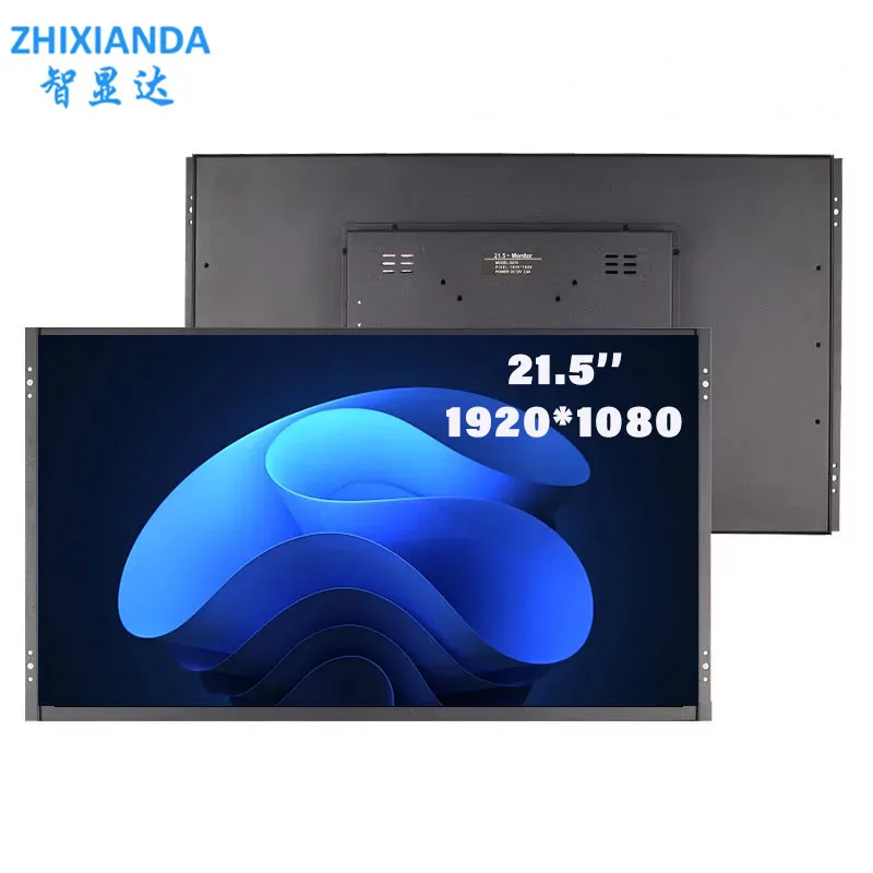 ZHIXIANDA 21.5'' 1080P VESA Wall Mount Open Frame Industrial Grade Metal Shell Monitor LCD Touch Display HD/VGA/BNC/AV/USB Input