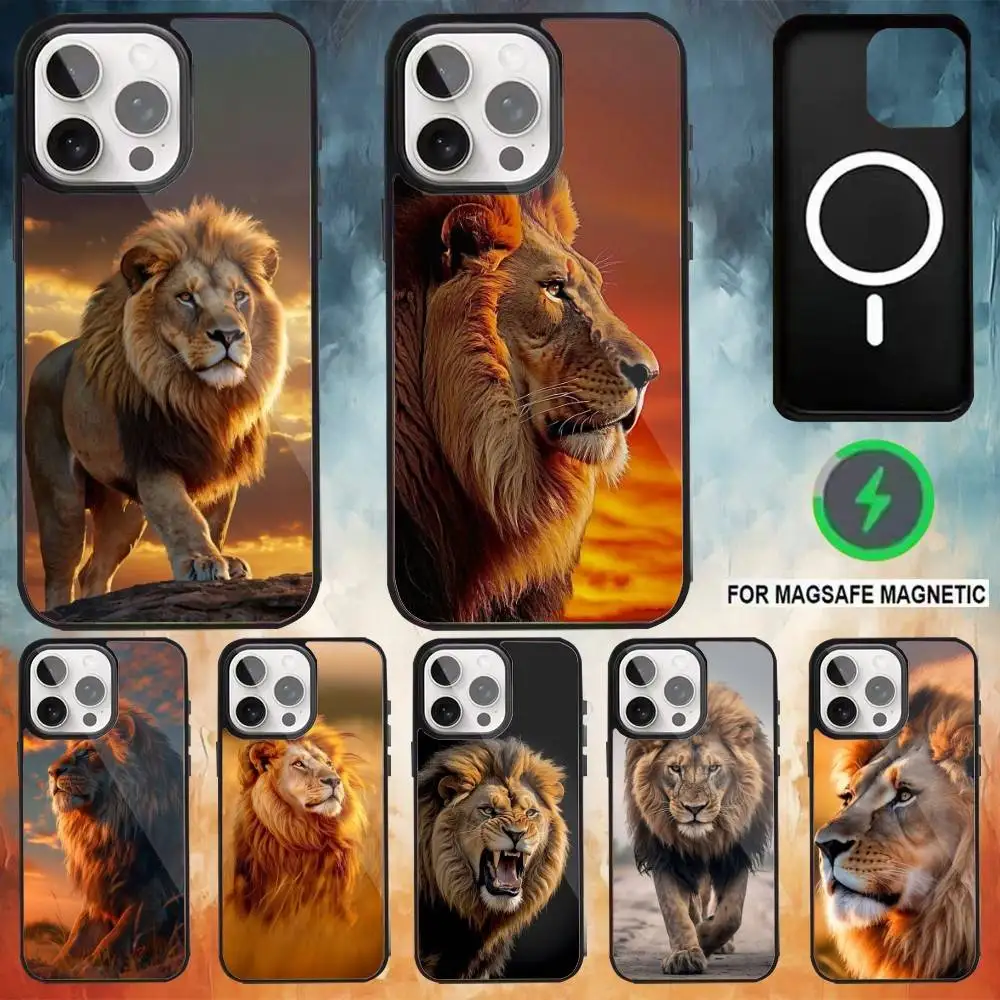 

The Lion Phone Case For iPhone17,16,15,14,13,12,11 Plus,Pro Max Magnetic Magsafe Wireless Charging