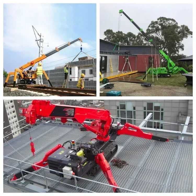Mini gru cingolata Spider da 5 tonnellate a lunga durata con prestazioni Gru a ragno ad accesso stretto con pipa a braccio lungo per l'edilizia