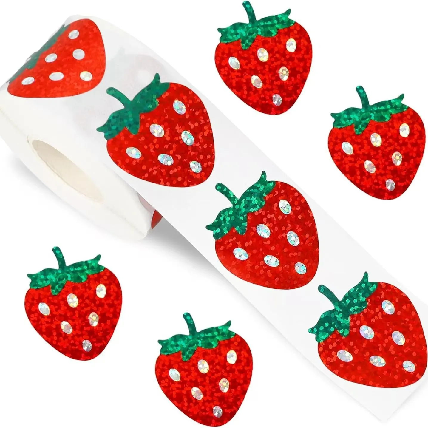 

500 stickers / Capacity 2.5 cm Strawberry Alien Laser Stickers Sealed Stickers Gift Box Decoration Stickers Adhesive Stickers La