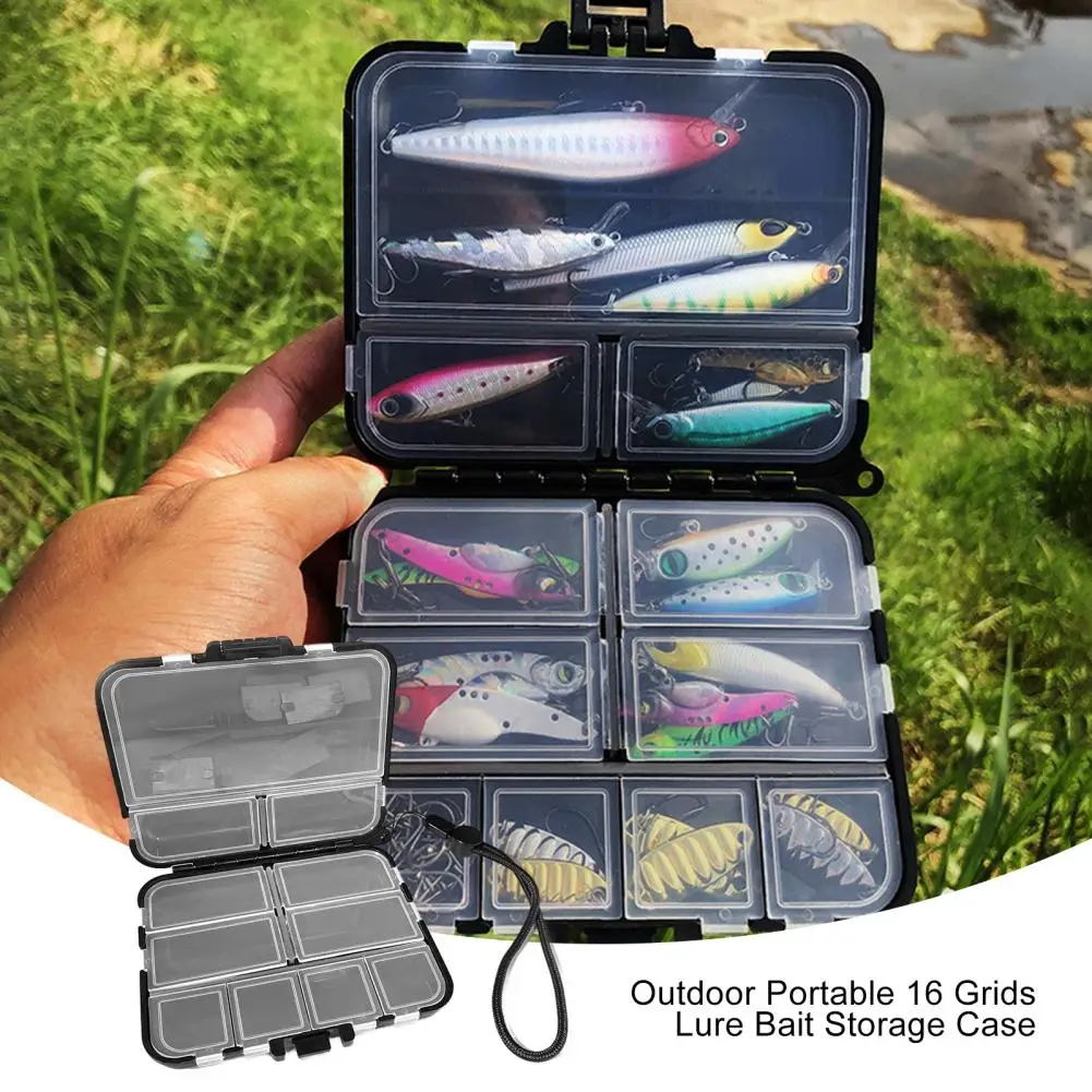 

Fish Bait Box Delicate Wear-resistant Plastic 16 Grids Fish Bait Container Fishing Tackle Case Home Supplies