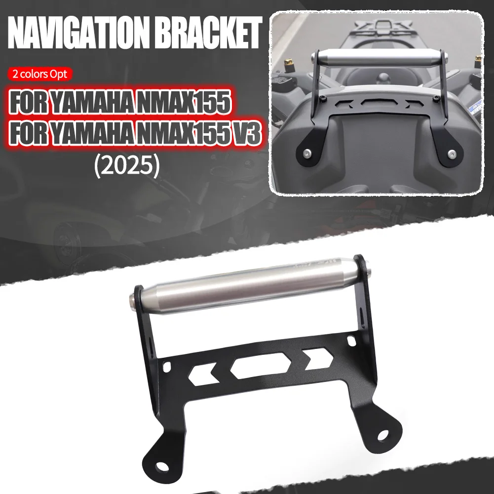 

Motorcycle Black GPS Phone Navigation Bracket Mirror Holder Mount For Yamaha NMAX 155 NMAX155 V3 Nmax155 2025