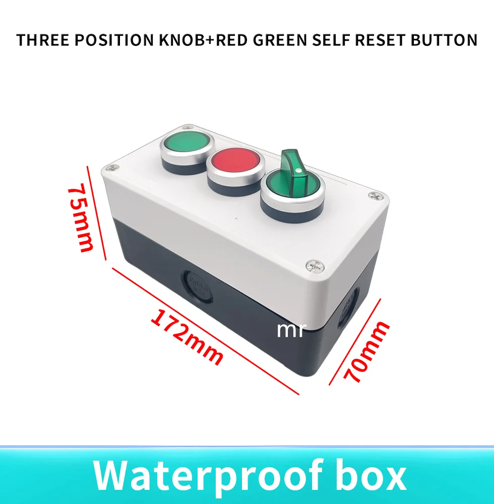 Control box with light button switch 24V / 220V with emergency stop button self reset industrial switch waterproof box